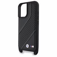 BMW M Edition Carbon Stripe & Strap Viedtālruņa apvalks Apple iPhone 16 Plus - melns