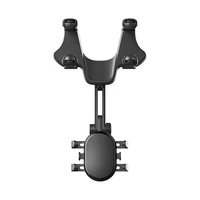 Automašīnas tālruņa turētājs atpakaļskata spogulim - melns