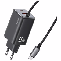 Tīkla lādētājs USAMS JC Series CC266 65W GaN Fast Charger 2xUSB-C 1xUSB-A melns