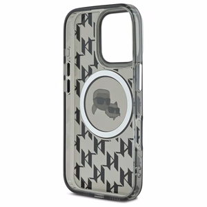 Karl Lagerfeld IML Monogramma Karl & Choupette Head Magnētiskais viedtālruņa apvalks iPhone 16 Pro - melns
