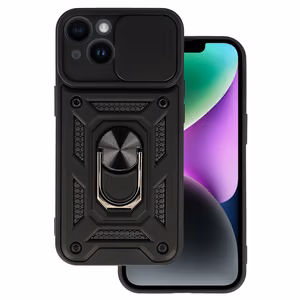 Slide Camera Armor Case for iPhone 15 Plus Black