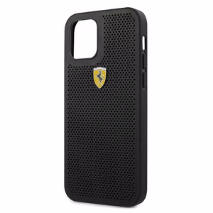 Ferrari FESPEHCP12LBK iPhone 12 Pro Max 6.7" melns/melns cietais apvalks On Track Perforated