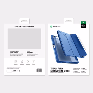 AmazingThing Titan Pro maciņš iPad A16 11" ar 720° rotējamu statīvu un irbuļa turētāju, zils