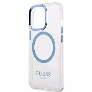 Guess GUHMP13LHTRMB iPhone 13 Pro / 13 6,1" zils/zils hard maciņš Metal Outline Magsafe