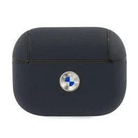 BMW dabīgās ādas sudraba logotips AirPods Pro apvalks - tumši zils