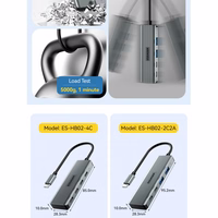 Adapteris Essager "4 in 1" pelēks (In: Type-C, Out: 4xUSB-C)