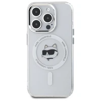 Karl Lagerfeld IML Metāla Choupette galva MagSafe apvalks iPhone 15 Pro Max - balts