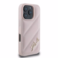 Karl Lagerfeld Stepēts Paraksts viedtālruņa apvalks iPhone 16 Pro - rozā