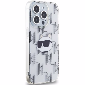 Karl Lagerfeld IML Choupette galvas un monogrammas apvalks iPhone 15 Pro - caurspīdīgs