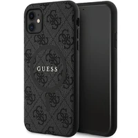 Guess GUHMN61G4GFRK iPhone 11 6.1" XR melns kvetasis apvalks 4G Kolekcija Ādas Metāla Logo MagSafe - melns