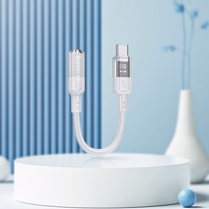 adapteris AUX USB C do Jack 3,5 mm Hoco 0,15 m LS37 transparentny pelēks