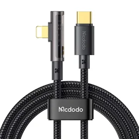 McDodo CA-3390 36W 1,2 m USB-C uz Lightning leņķa kabelis (melns)