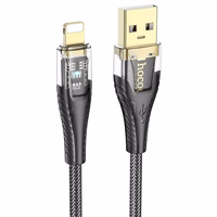 Kabelis USB A uz Lightning Hoco 2,4A 1,2 m U121 melns caurspīdīgs