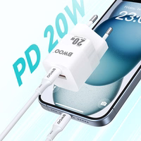 BWOO CDA156 PD sienas lādētājs 1x USB-C 1v USB 20W balts