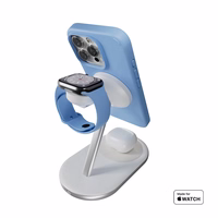 Puro Mag Station Qi2 3-in-1 bezvadu lādētājs, savietojams ar MagSafe - balts