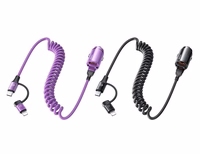 CAR LĀDĒTĀJS REMAX RUICHY SERIES 45 RCC356 + LIGHTNING/USB-C KABELIS melns