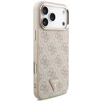 Guess 4G trīsstūra logotipa Magnētiskais apvalks iPhone 17 Pro Max - rozā un zelts