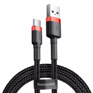 Baseus Cafule Cable izturīgs neilona kabelis USB / USB-C QC3.0 2A 3M melns-sarkans (CATKLF-U91)
