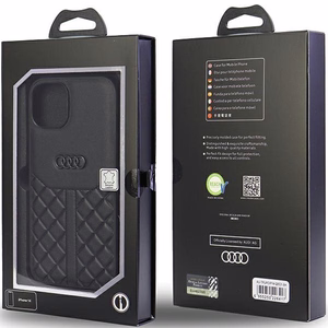 Audi īstas ādas viedtālruņa apvalks iPhone 14 6.1 melns