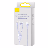 Baseus kabelis Flash Series II 3 in 1 - USB uz Type C, Lightning, Micro USB - 100W 6A 1,2 metri (CASS030005) violets