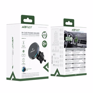 Acefast D61 magnētisks automašīnas ventilācijas restes turētājs ar Qi2 25 W bezvadu uzlādi, pelēks