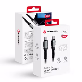 Kabelis FORCELL F-ENERGY C263 Type C uz Type C QC4.0 PD 5A 240W Cafule 1,2 m melns