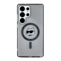 Karl Lagerfeld pogu Choupette Head izdrukātais logotips Magnētiskais viedtālruņa apvalks Samsung Galaxy S25 Ultra melns