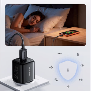 Joyroom JR-TG7 33W USB-A + USB-C sienas lādētājs ar 60W USB-C uz USB-C 1m kabeli melns