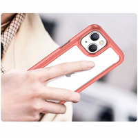 Outer Space viedtālruņa apvalks iPhone 14 ciets vāciņš ar gēla rāmi sarkans