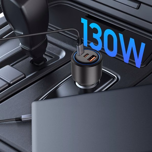 CC04 3 portu auto lādētājs PD130W - melns