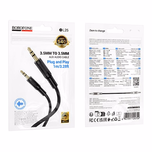 Borofone kabelis AUX BL25 Nice - jack 3,5mm uz jack 3,5mm - 1 metrs melns