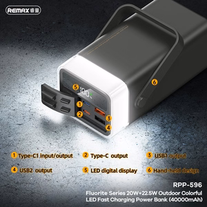 Ārējā baterija Power Bank Remax RPP-596 22.5W 40000mAh pelēka