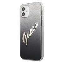 Guess GUHCP12SPCUGLSBK iPhone 12 mini 5.4" melns/melns cietais apvalks Glitter Gradient Script