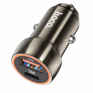 Automobiļa lādētājs Hoco USB A + USB C PD QC3.0 3A 20W Z46A metāla pelēks