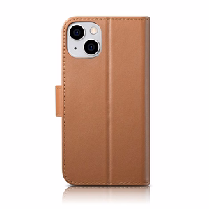 iCarer Viedtālruņa apvalks 2in1 no ādas ar atlokāmu vāciņu Anti-RFID brūns iPhone 14 (WMI14220725-BN)