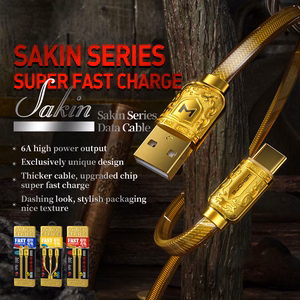 WEKOME WDC-161 Sakin Series USB-A–Micro-USB uzlādes un datu kabelis, 1 m, 6 A, zelta krāsā