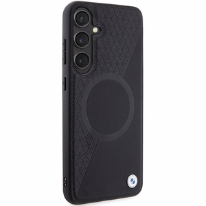 BMW BMHMS24M23RTPK S24+ S926 black/black hardcase Signature Leather Half Textured & Circle MagSafe
