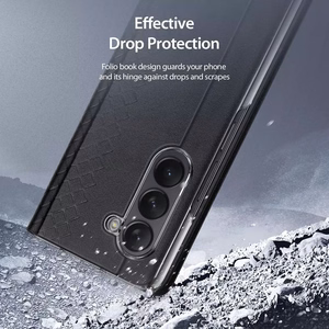 Ādas atveramais un maciņa apvalks Samsung Galaxy Z Fold5 5G Dux Ducis Bril - melns