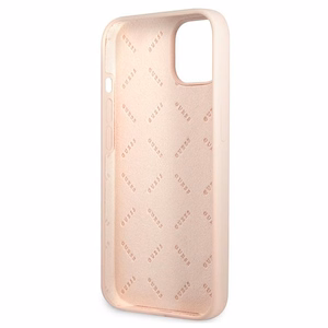 Guess GUHCP13SSLTGP iPhone 13 mini 5.4" rozā cietais apvalks silikona trīsstūris