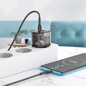 Lādētājs viedtālrunim Hoco USB A + USB C QC3.0 PD 3A 20W + kabelis USB C uz USB C N34 caurspīdīgs