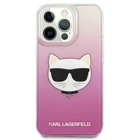 Karl Lagerfeld Choupette galvas viedtālruņa apvalks iPhone 13 Pro Max – rozā