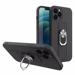Ring Case silikona viedtālruņa apvalks ar pirksta turētāju un statīvu Samsung Galaxy A32 5G melns