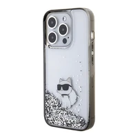 Karl Lagerfeld Liquid Glitter Choupette viedtālruņa apvalks iPhone 15 Pro Max - caurspīdīgs