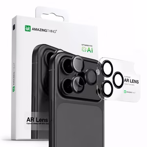 AmazingThing Lēcas Stikls iPhone 17 Pro / Pro Max ar Pelēku Alumīnija Rāmi