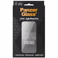 PanzerGlass Ceramic Protection keramikas stikls ar pozicionētāju iPhone 15 Pro viedtālrunim