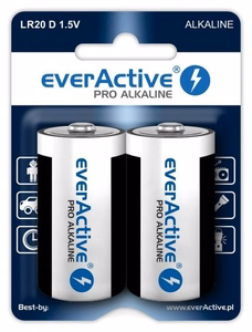 Sārmainās baterijas everActive Pro Alkaline LR20 D - blisteris 2 gab.