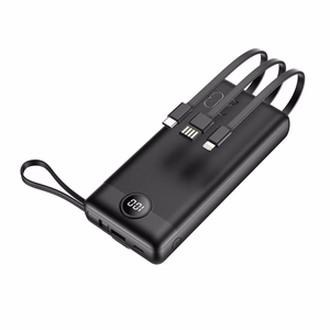 VEGER Portatīvais lādētājs 20000 mAh ar iebūvētu kabeli Micro USB / Type C / Lightning C20 (W2047 / W2059) melns