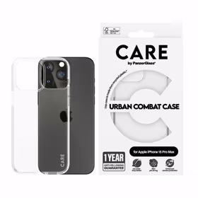 CARE by PanzerGlass Urban Combat viedtālruņa apvalks iPhone 15 Pro Max - caurspīdīgs