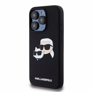 Karl Lagerfeld silikona Karl&Choupette magnētiskais viedtālruņa apvalks iPhone 15 Pro - melns