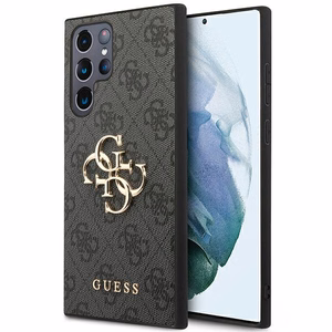 Guess GUHCS23L4GMGGR S23 Ultra S918 pelēks/pelēks cietais apvalks 4G Liels Metāla Logotips